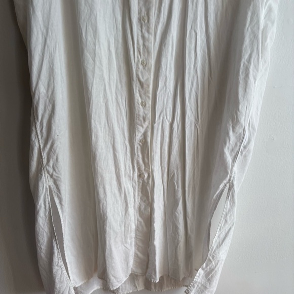 Uniqlo Sz XS Relaxed Oversized Linen Blend White Button Front Shirt Midi Dress - Picture 8 of 12